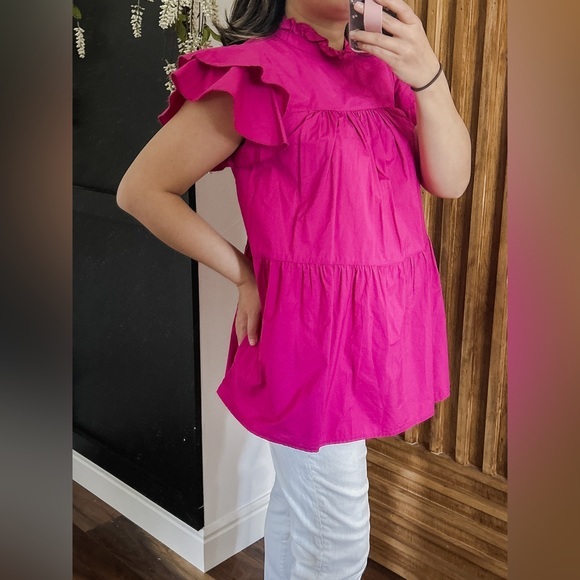 Anthropologie X Maeve Ophelia Ruffle Sleeve Long High Neck Blouse. Size S - Picture 13 of 13